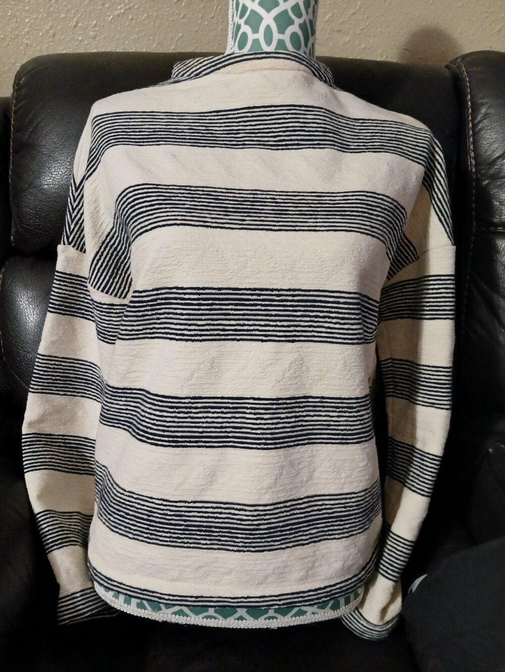 Striped Crewneck Sweater in Cream and Black